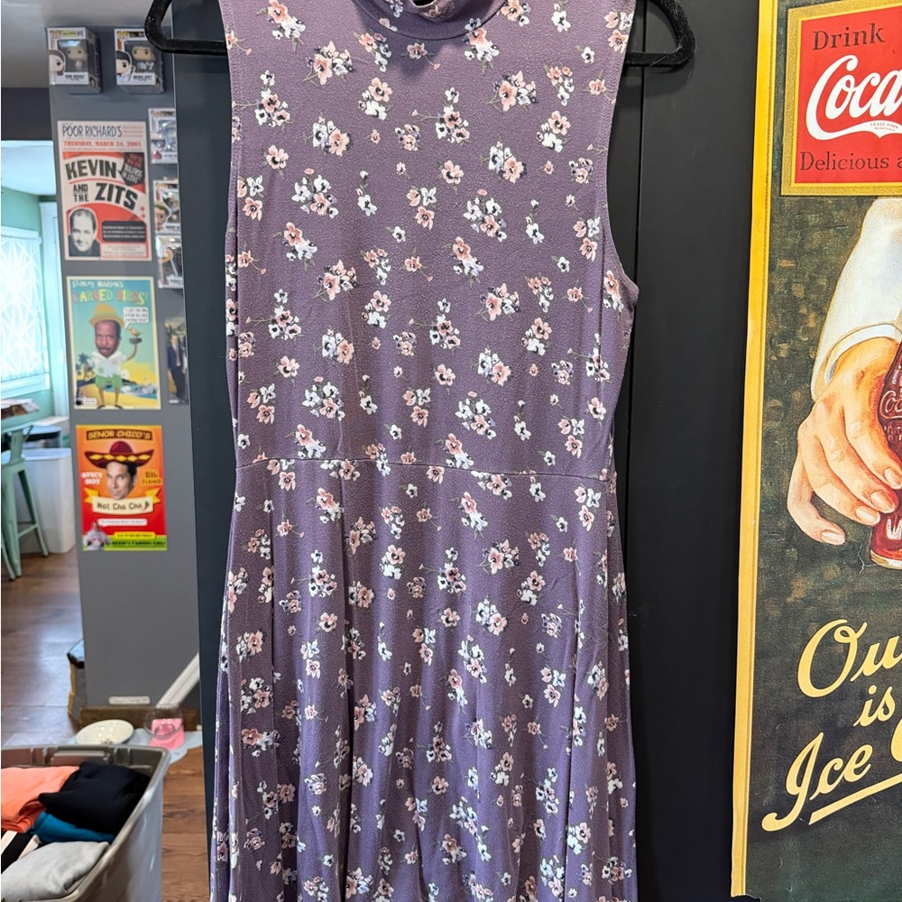 Floral Purple Sleeveless Dress